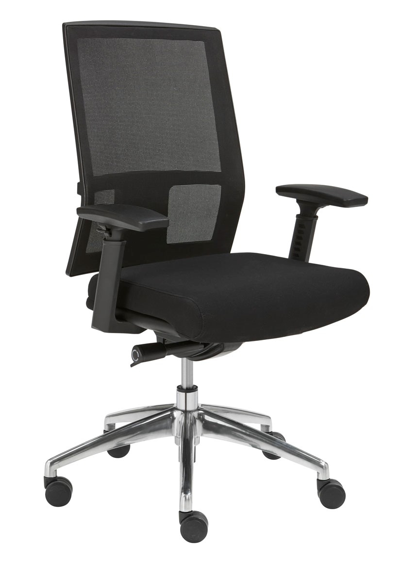 Bureaustoel 666 mesh met verstelbare armleggers alu. gepolijst