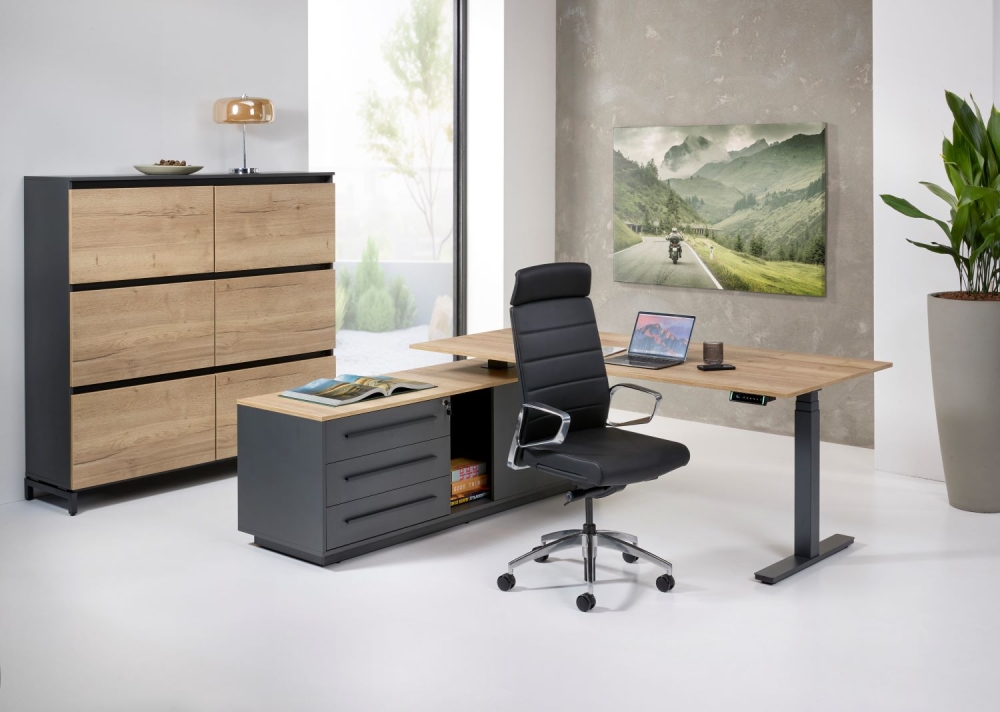 Cube directie zit/sta hoekbureau elektrisch | 224x180cm