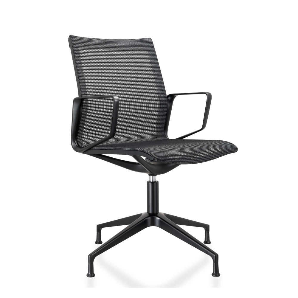 Design vergaderstoel in mesh zwart, zwart frame