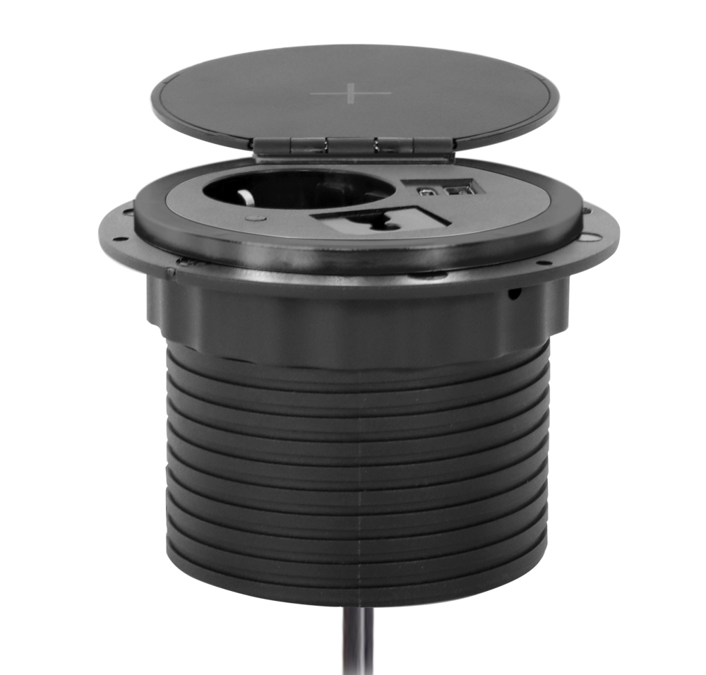 Inbouw powerbox 80mm rond met wireless charger - Image 5