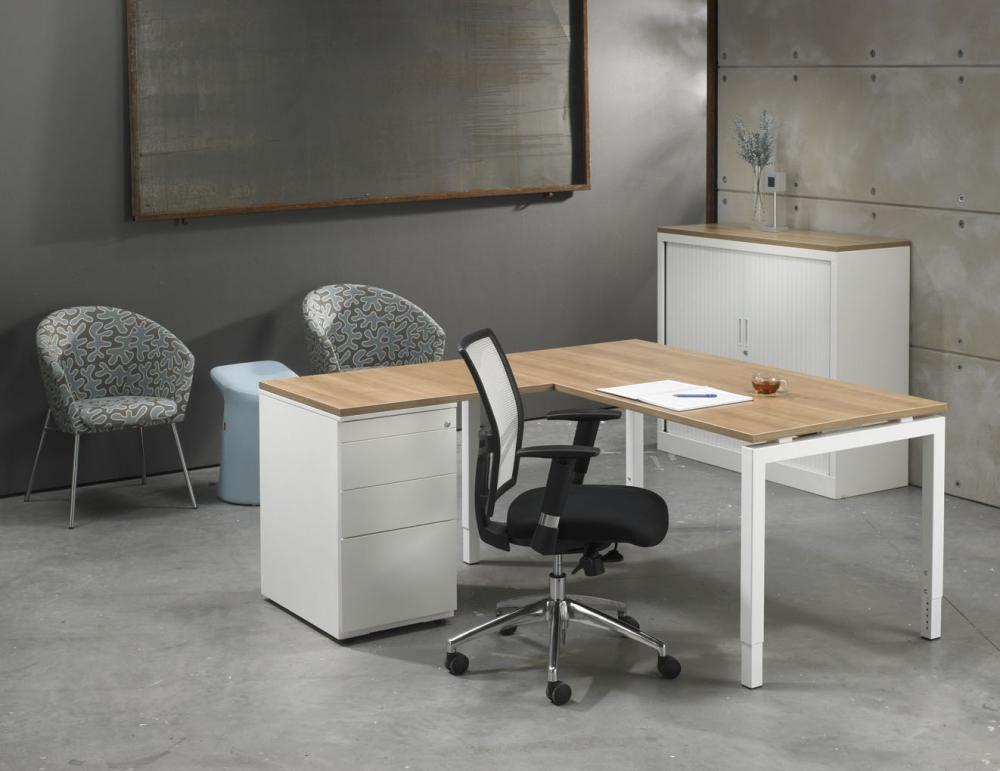 L-bureau met ladenblok Q-bic White 180x160cm