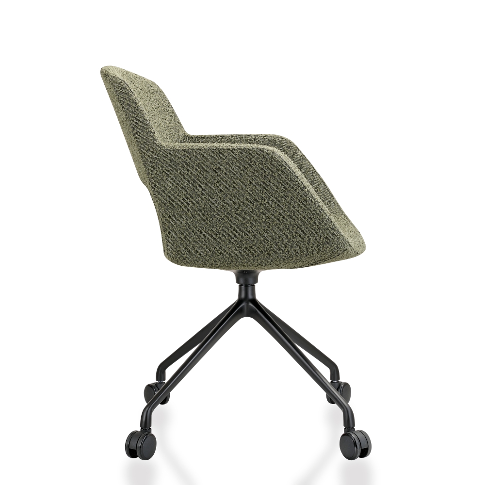 Vergaderstoel op wielen in bouclé stoffering - Image 10