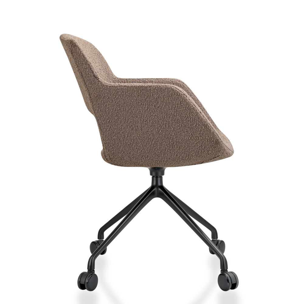 Vergaderstoel op wielen in bouclé stoffering - Image 11