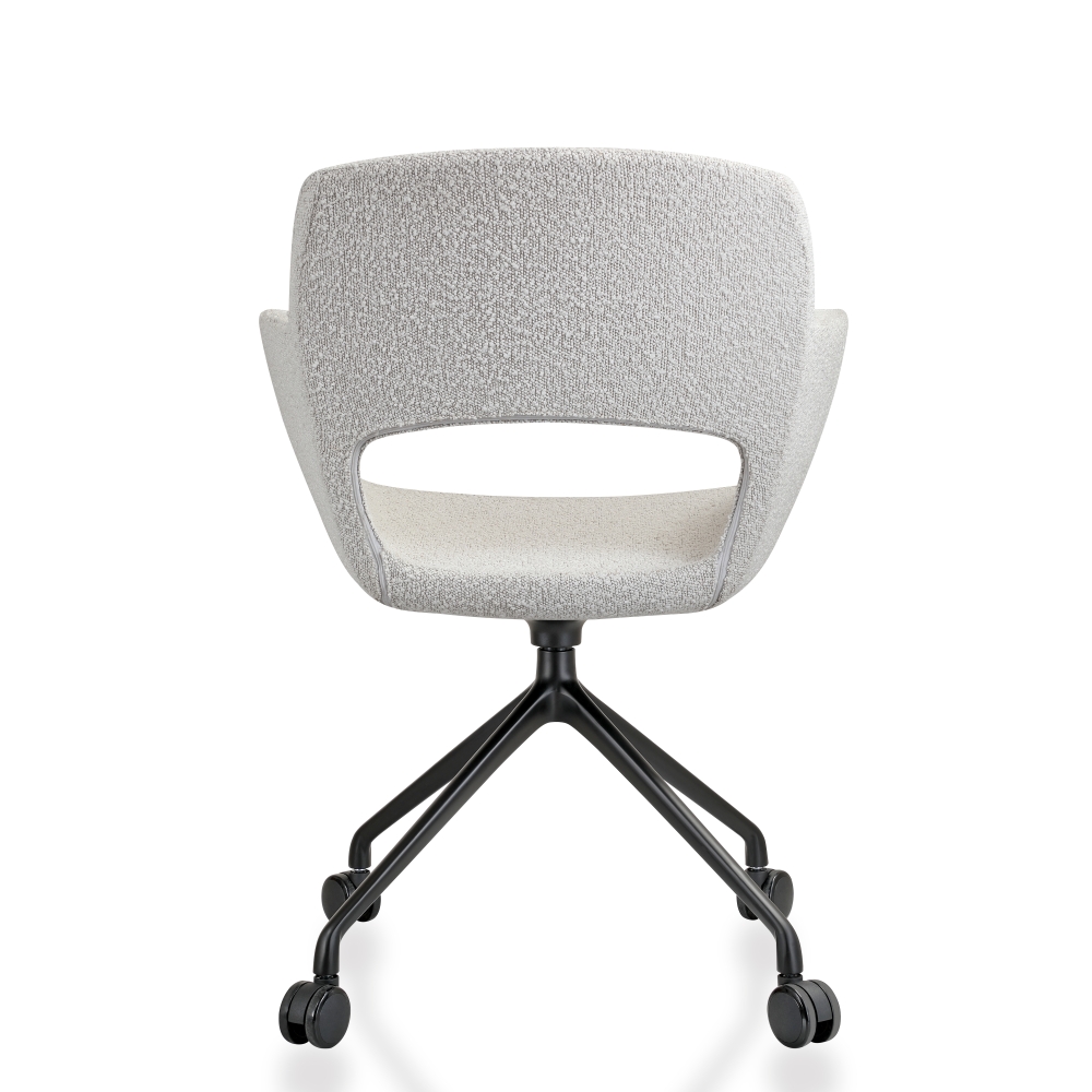 Vergaderstoel op wielen in bouclé stoffering - Image 13