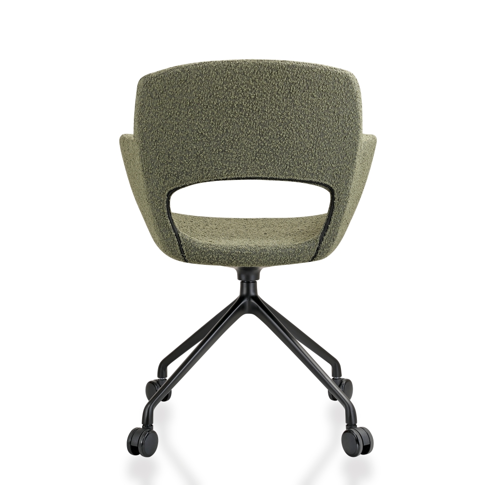 Vergaderstoel op wielen in bouclé stoffering - Image 14