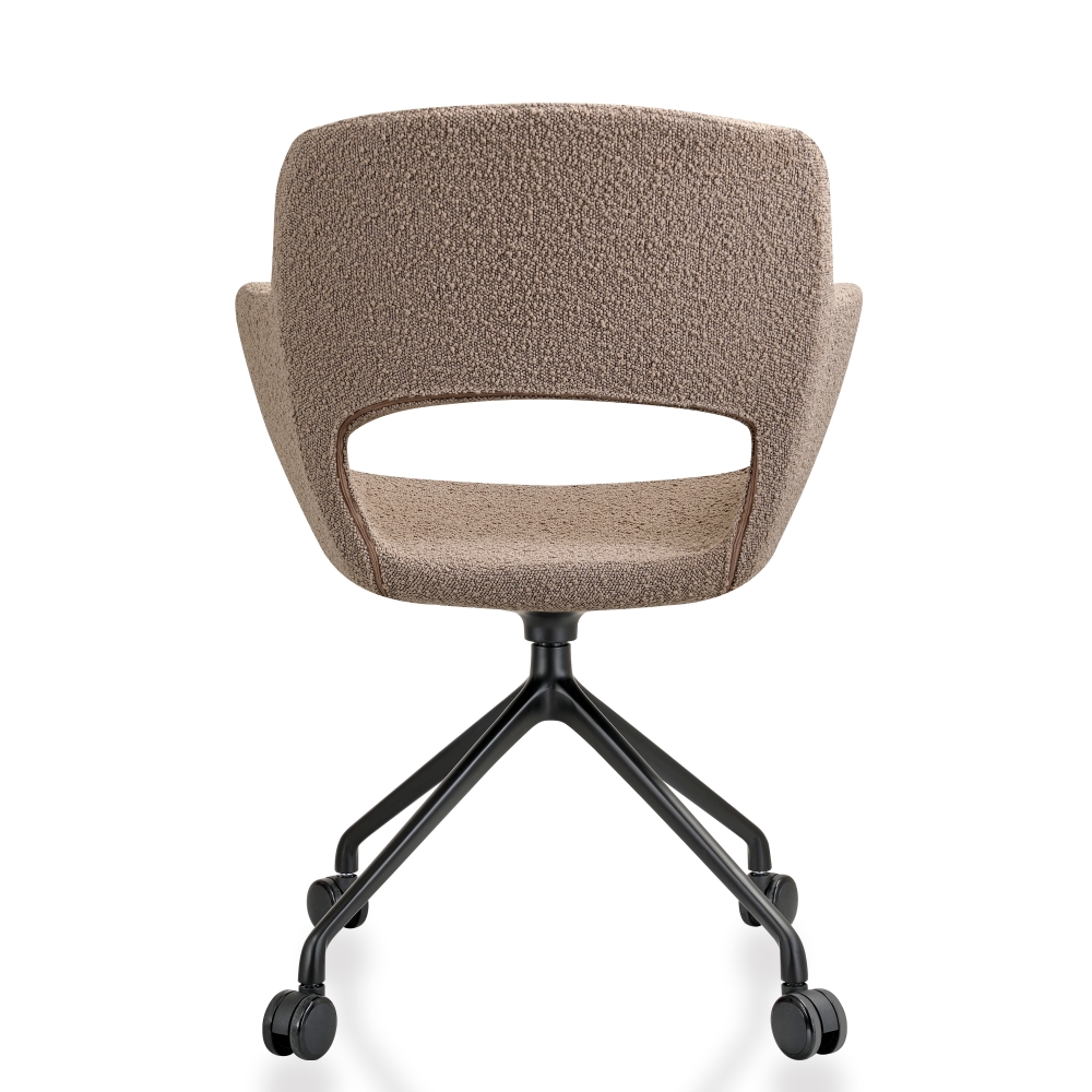 Vergaderstoel op wielen in bouclé stoffering - Image 15