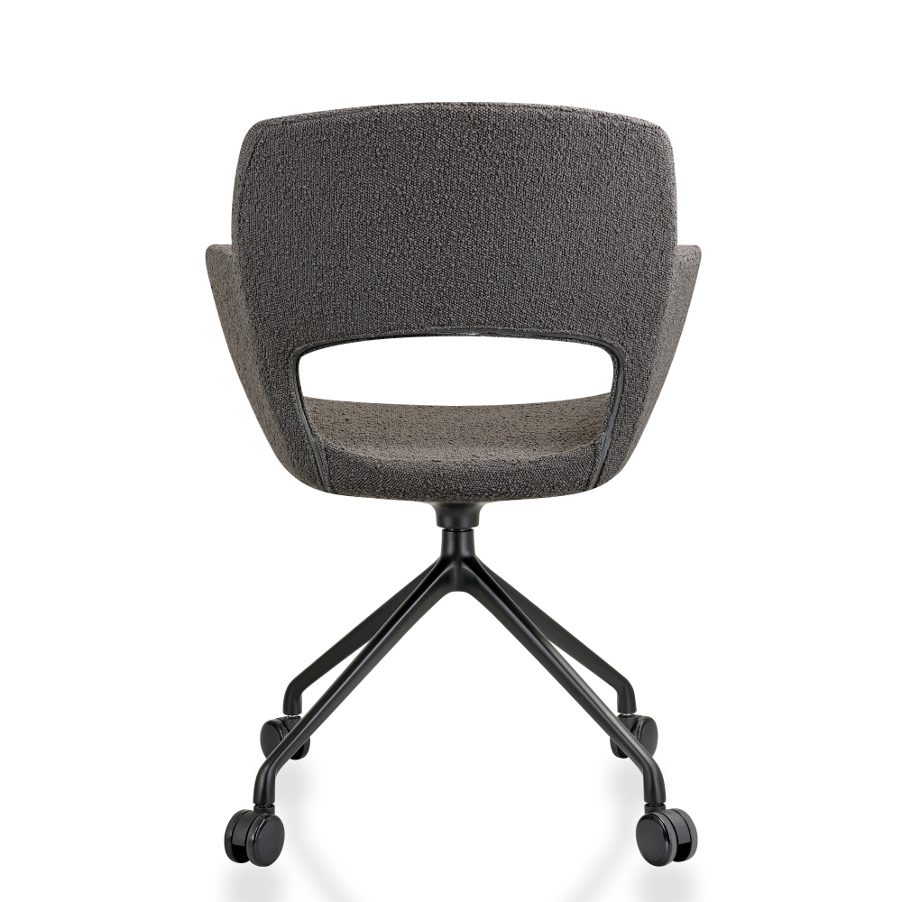 Vergaderstoel op wielen in bouclé stoffering - Image 16