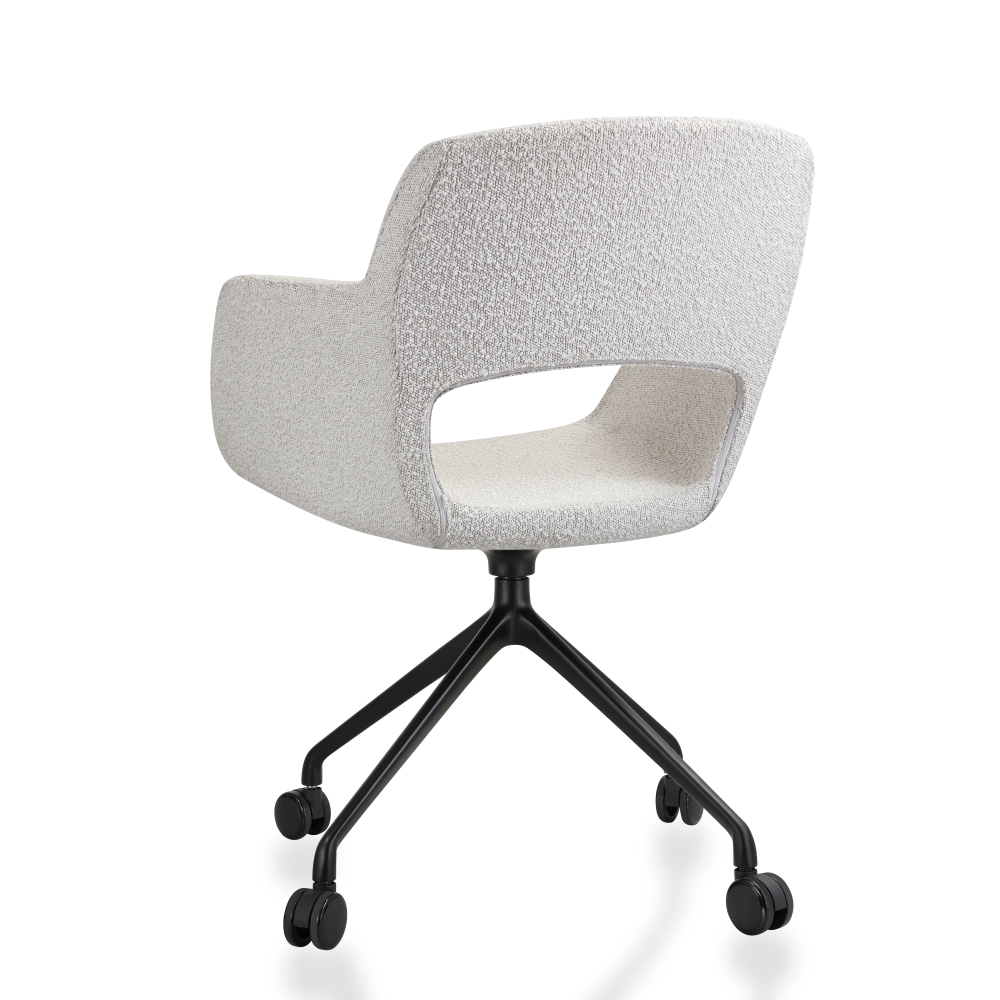 Vergaderstoel op wielen in bouclé stoffering - Image 17