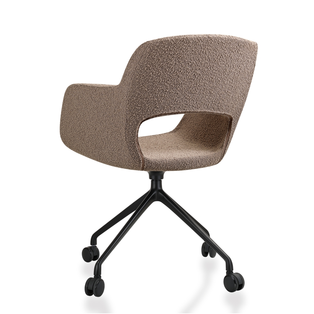 Vergaderstoel op wielen in bouclé stoffering - Image 19