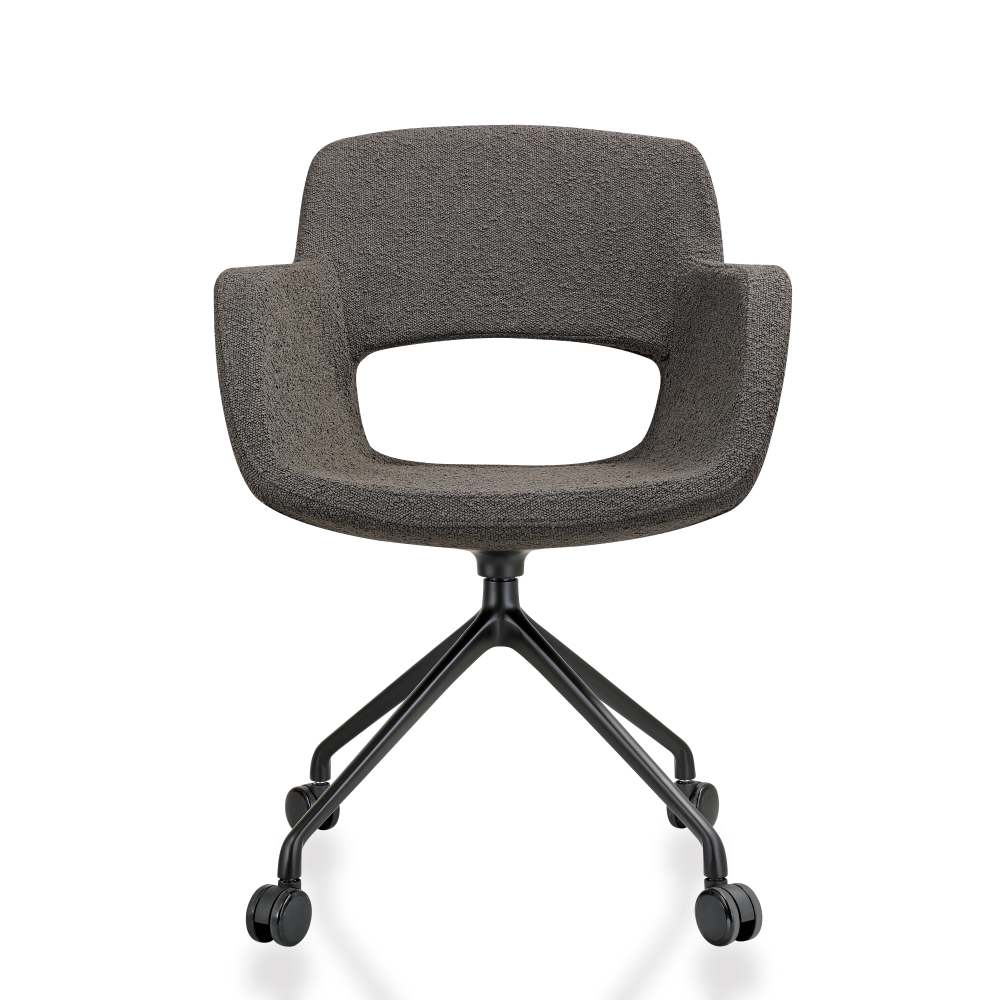 Vergaderstoel op wielen in bouclé stoffering - Image 8