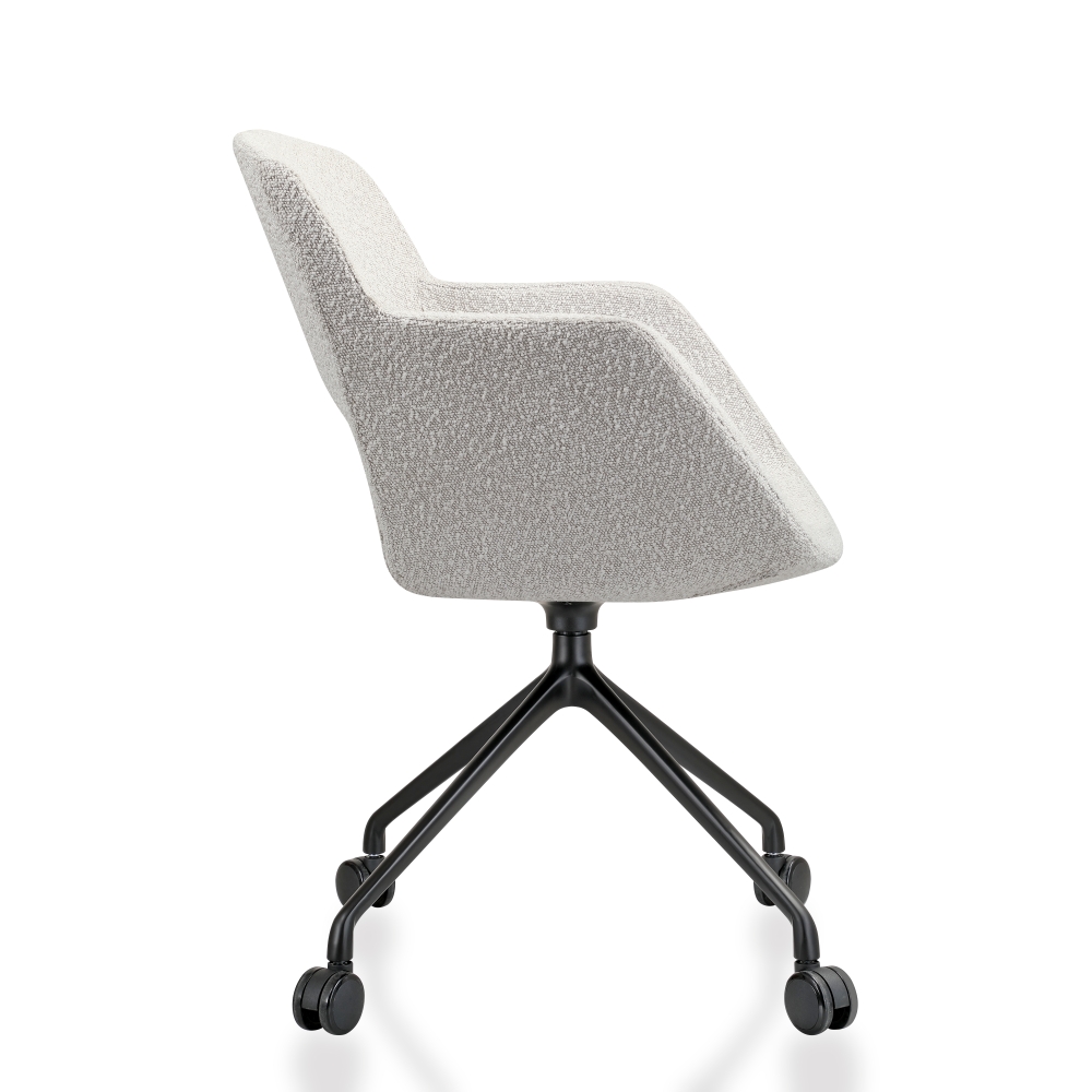 Vergaderstoel op wielen in bouclé stoffering - Image 9